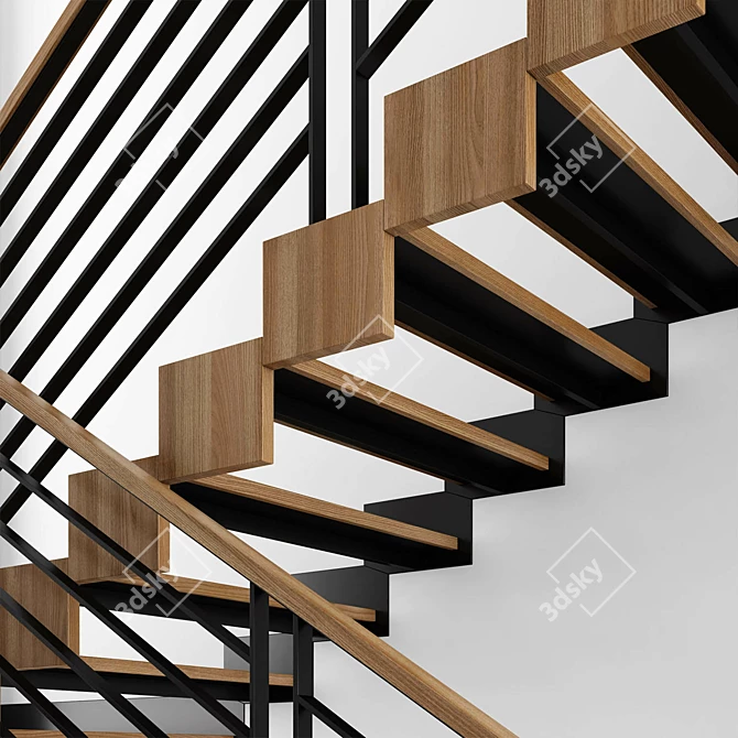 Sleek Modern Stairway Design 3D model image 4