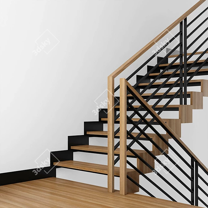 Sleek Modern Stairway Design 3D model image 5