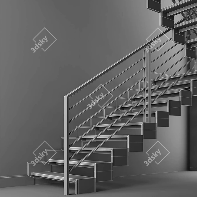 Sleek Modern Stairway Design 3D model image 6