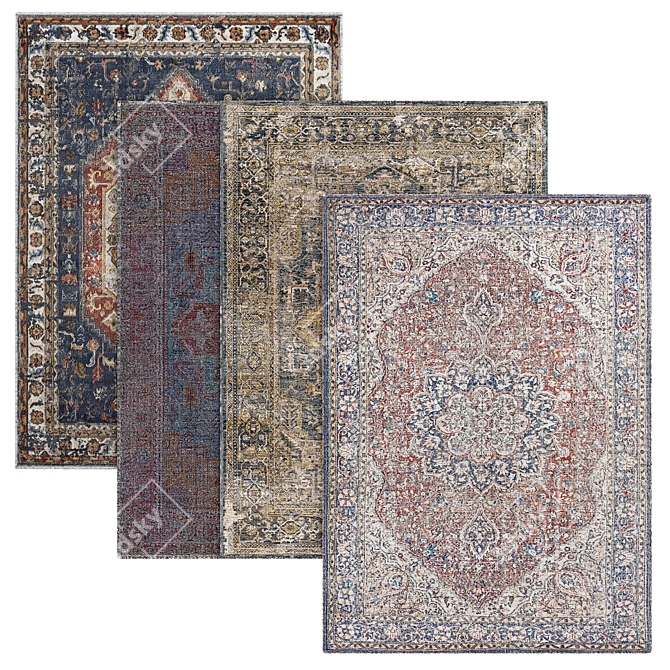 Elegant Vintage Rugs 3D model image 1