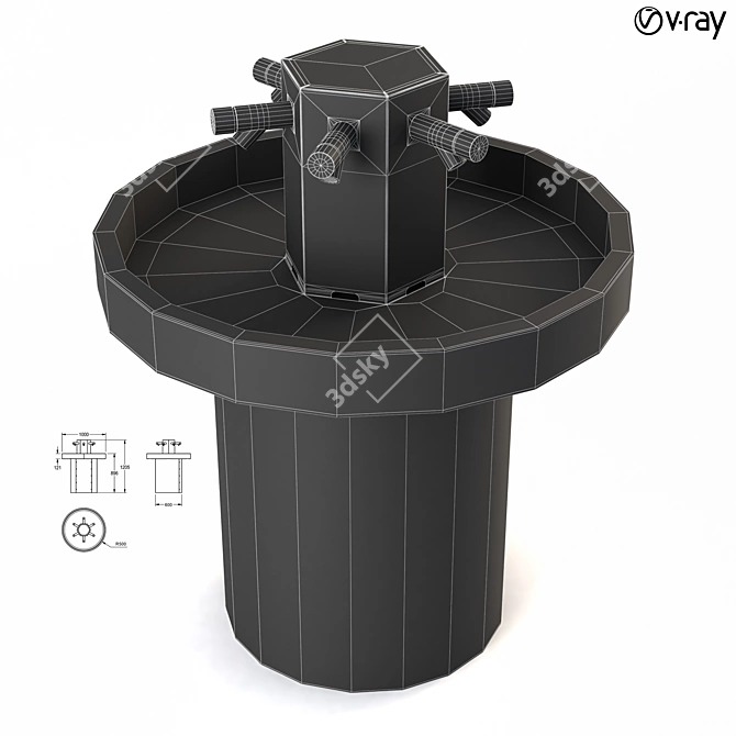 Sleek Round Washbasin for 6 3D model image 2