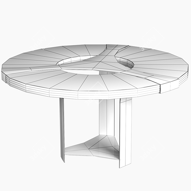 Halley Wood and Metal Dining Table 3D model image 3