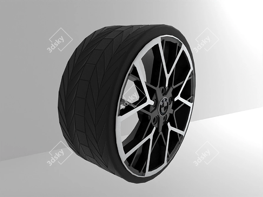Silk Matte Black Y-Spoke BMW Rim Set 3D model image 1