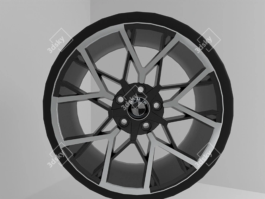 Silk Matte Black Y-Spoke BMW Rim Set 3D model image 2