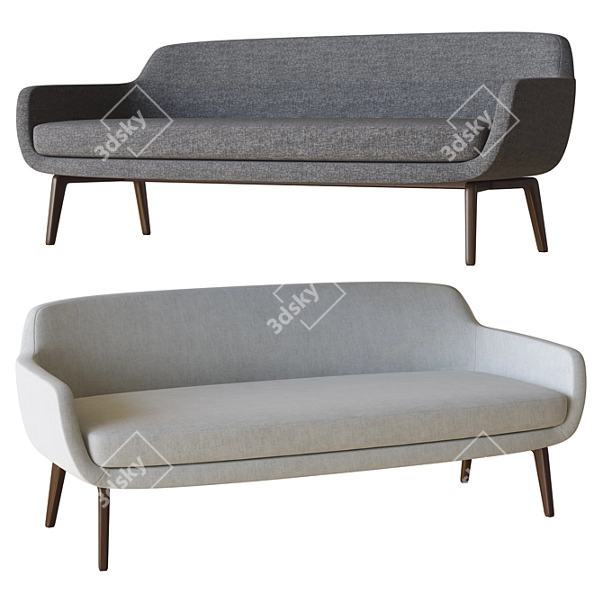 Sleek Belt Dining Sofa 3D model image 2