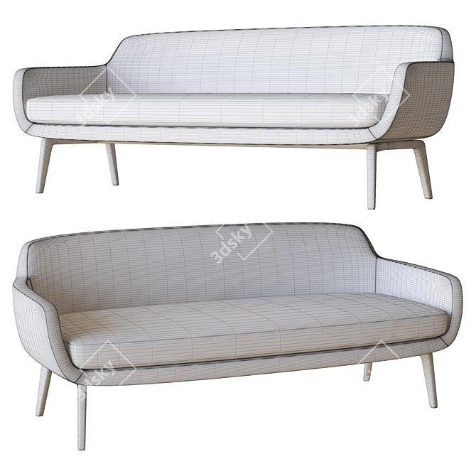 Sleek Belt Dining Sofa 3D model image 3