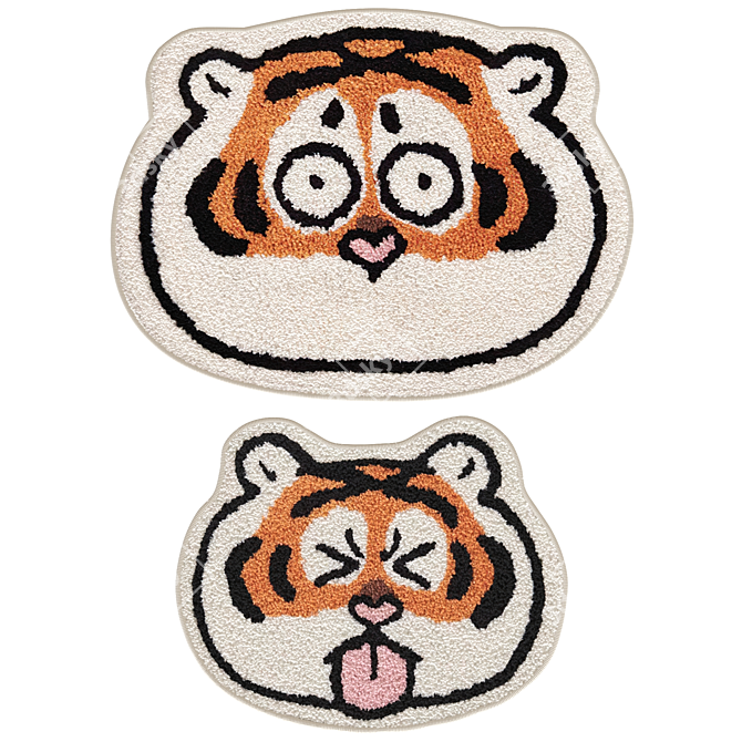 Cartoon Tiger Rug: Playful and Soft 3D model image 1