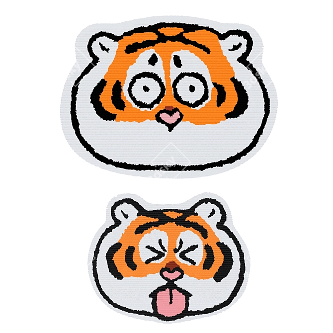 Cartoon Tiger Rug: Playful and Soft 3D model image 6