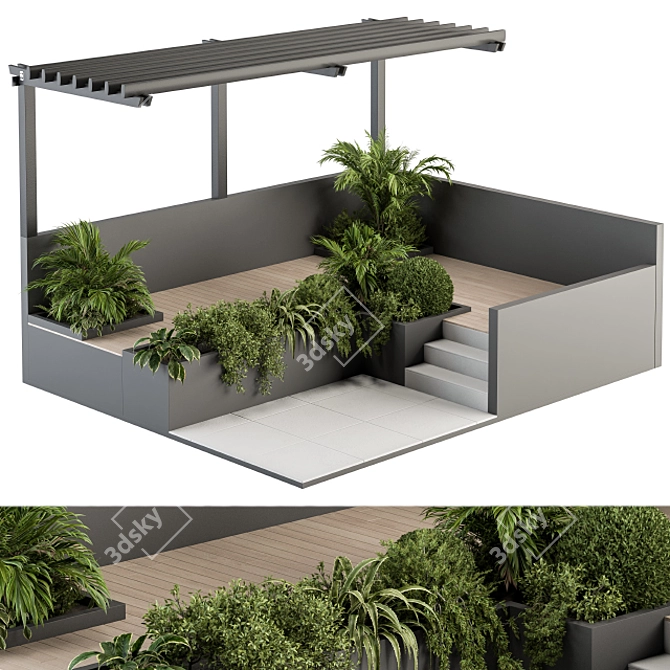 Roof Garden Furniture Set: Pergola 50 3D model image 1