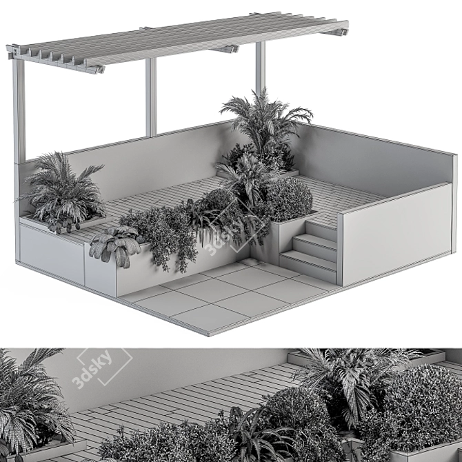 Roof Garden Furniture Set: Pergola 50 3D model image 4