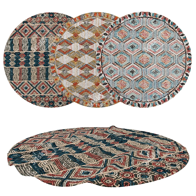 Round Rugs Set | 6 Unique Designs 3D model image 1