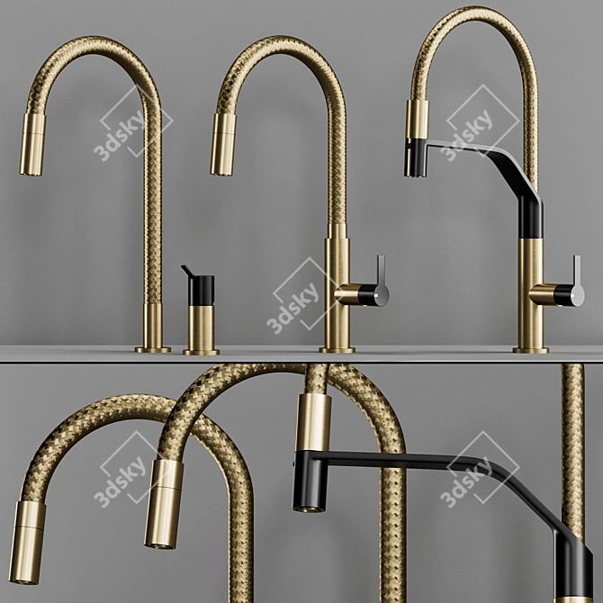 Gessi MESH Kitchen Faucet: Modern Elegance, Multiple Finishes 3D model image 3