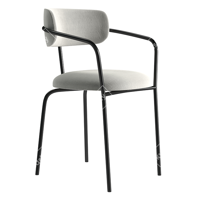 Modern Black Powder Chair 3D model image 2