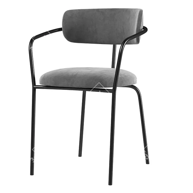 Modern Black Powder Chair 3D model image 3