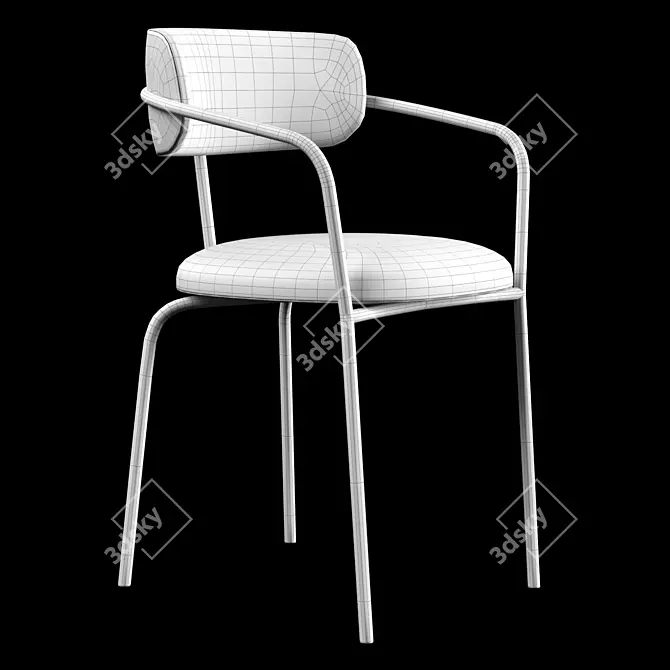 Modern Black Powder Chair 3D model image 4