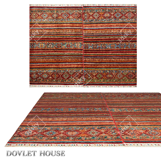 Double Carpet DOVLET HOUSE (Art 16250): Luxurious Pair of Pakistani Wool Carpets 3D model image 1