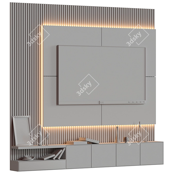 Sleek TV Wall-1 Solution 3D model image 2