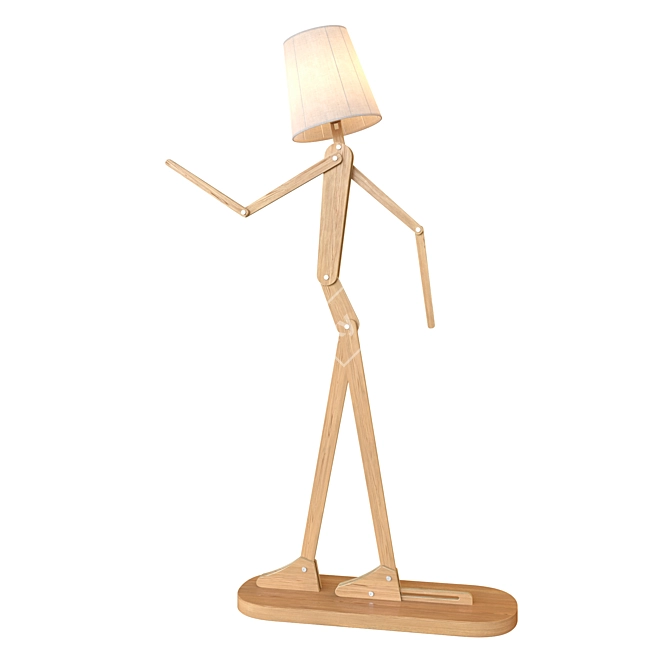 Wooden Mans Children's Floor Lamp 3D model image 5