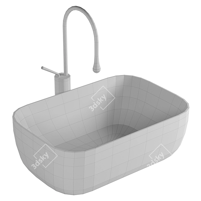 Aquanet Lake-1-MB: Stylish Black Countertop Sink 3D model image 2