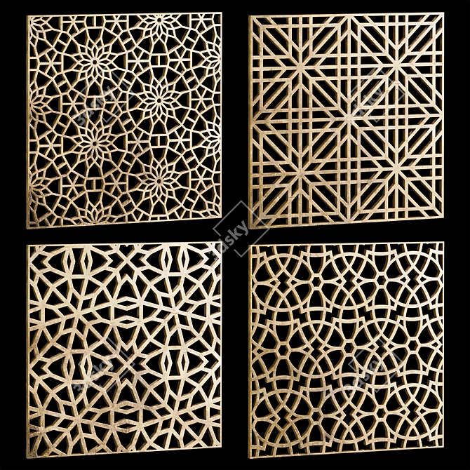 Decorative Square Panels Set - Pack of 14 3D model image 1