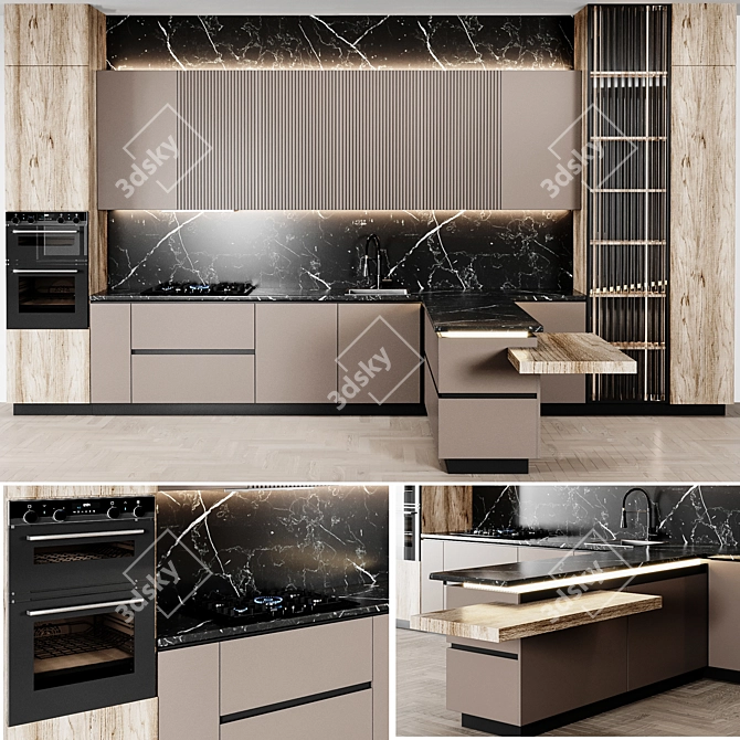 Versatile Italian Modern Kitchen 3D model image 1