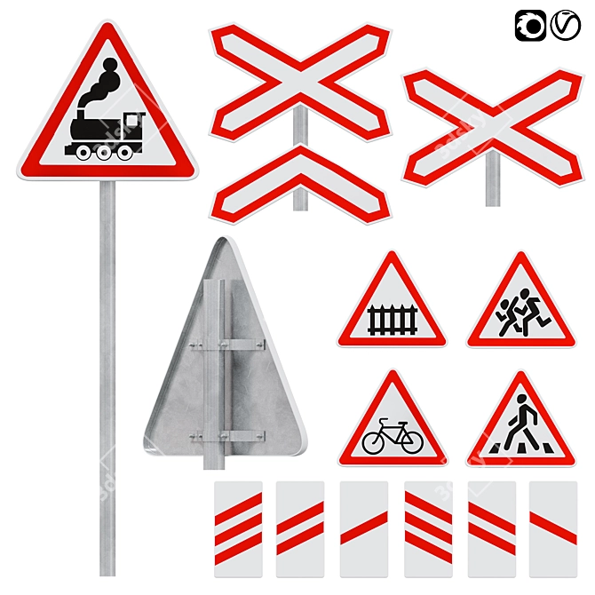 Warning Signs Set 4: High-Quality Polygons & Versatile Design 3D model image 1