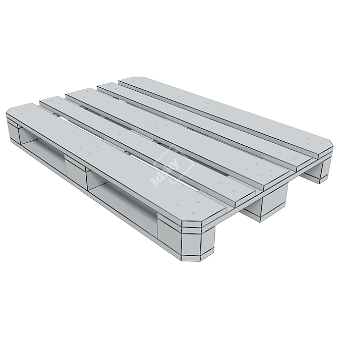 Premium Wooden Pallet: 800mm x 1200mm x 144mm 3D model image 3