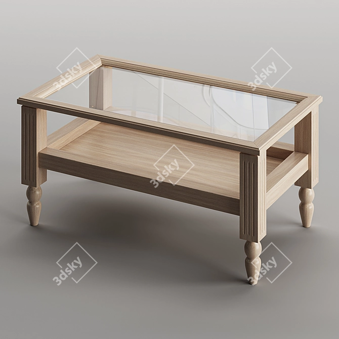 Modern Oak Coffee Table 3D model image 2