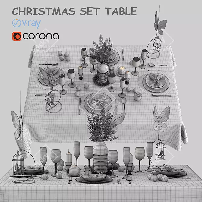 Festive Tableware Set 3D model image 6