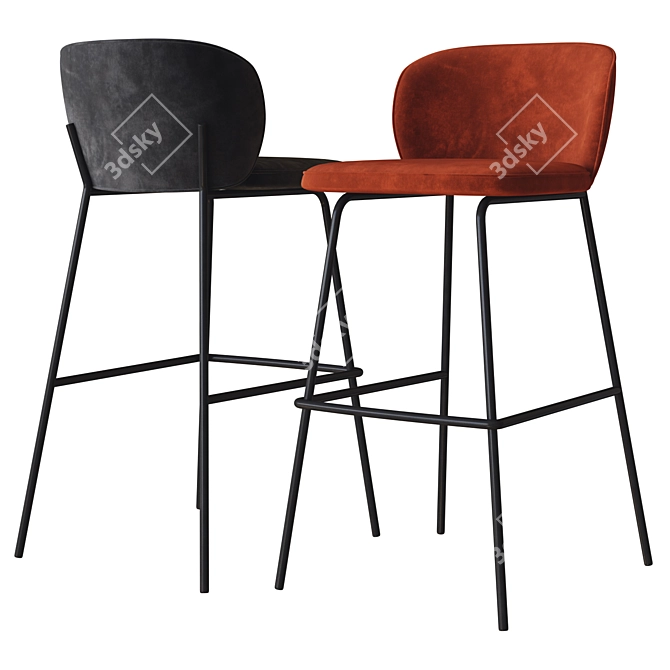 Modern and Sleek Princeton Stool 3D model image 2