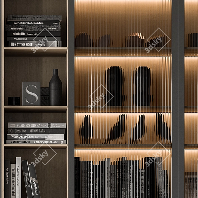 Sleek Glass and Black Display Cabinet 3D model image 4