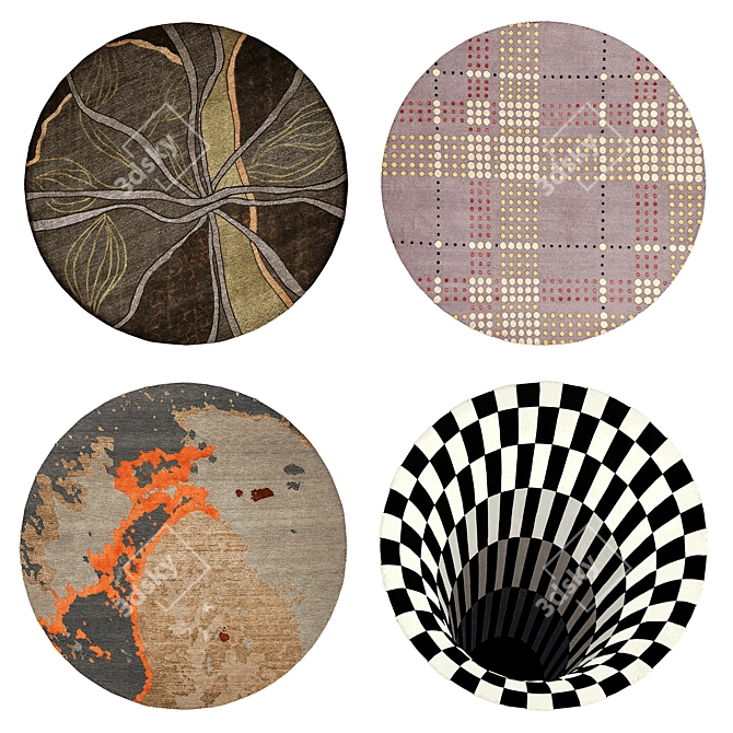 Elegant Circular Rugs: Stunning 3D Design 3D model image 2