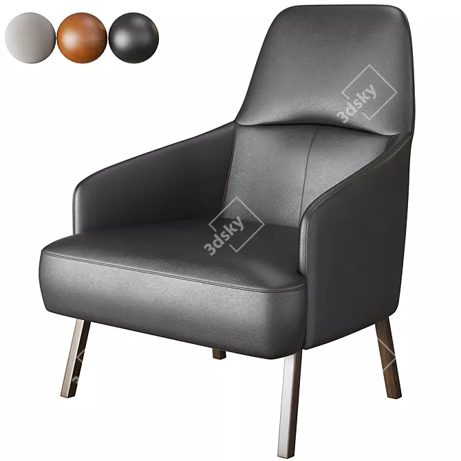 Sleek Mono Armchair 3D model image 2