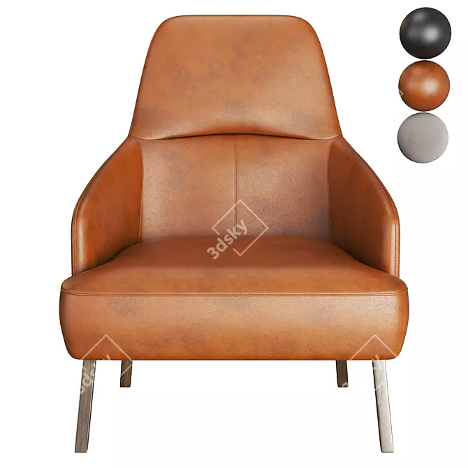 Sleek Mono Armchair 3D model image 3