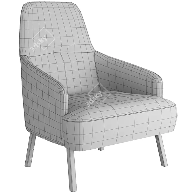 Sleek Mono Armchair 3D model image 5