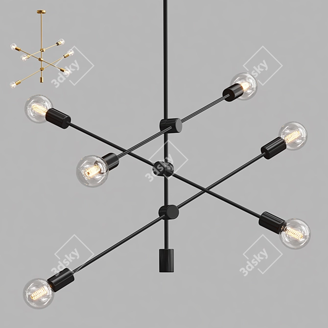 Modern Sputnik Chandelier: Stylish Pendant Lighting 3D model image 1