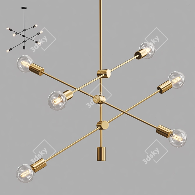 Modern Sputnik Chandelier: Stylish Pendant Lighting 3D model image 2