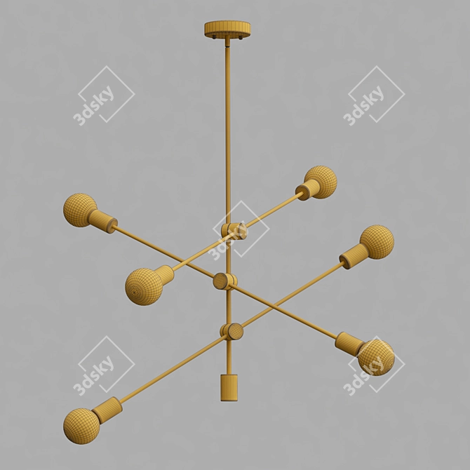 Modern Sputnik Chandelier: Stylish Pendant Lighting 3D model image 3