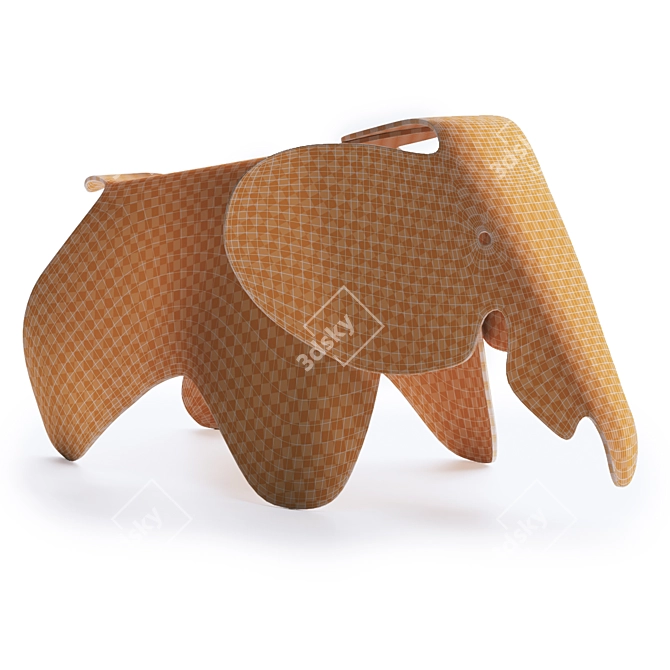 Eames Elephant Kids Stool: Playful Plywood Design 3D model image 3