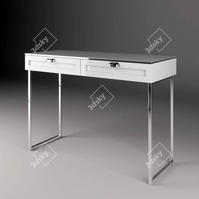 White Painted Dressing Table Console 3D model image 2
