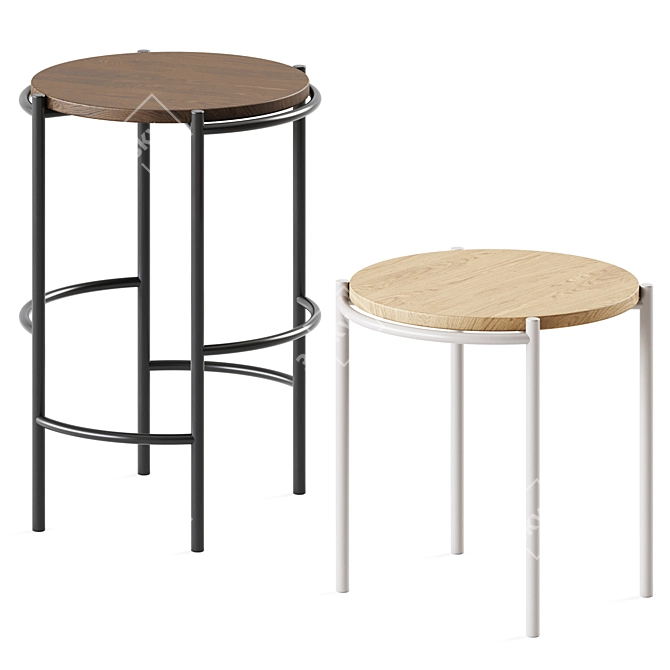 Fomu Wood Stools: Sleek & Functional 3D model image 1