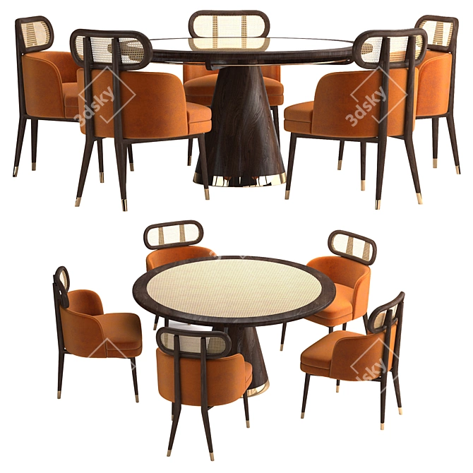 Carter Dining Set: Stylish Table & Chairs 3D model image 1