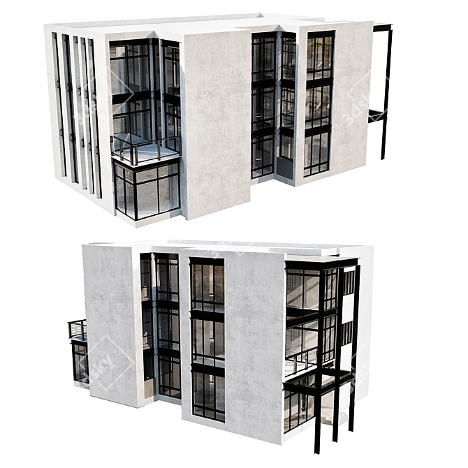 Modern Residential Building Design 3D model image 3