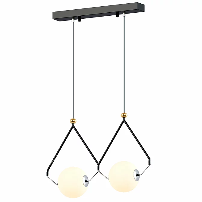 Modern Black/Gold LED Chandelier: Stylish Pendant Lamp 3D model image 1