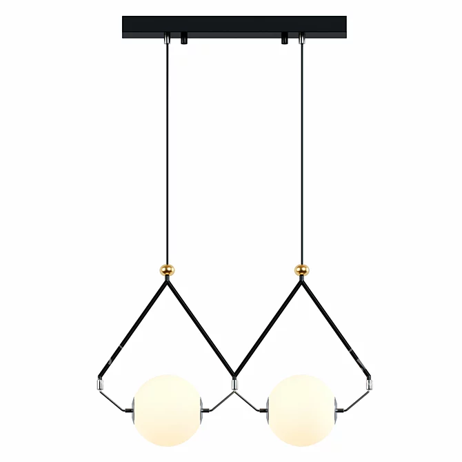 Modern Black/Gold LED Chandelier: Stylish Pendant Lamp 3D model image 2