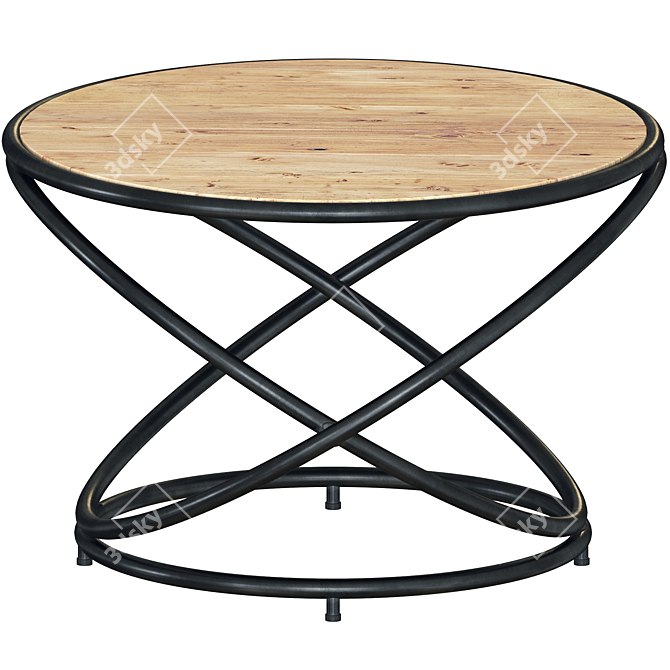 Rustic Wooden Coffee Table 3D model image 1