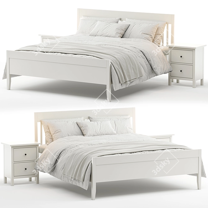 Elegant IKEA Idanas Bed Set 3D model image 2