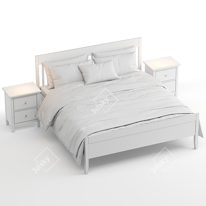 Elegant IKEA Idanas Bed Set 3D model image 5