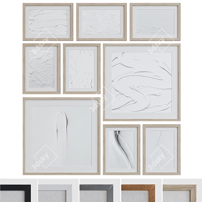 Title: Modern Abstract Picture Frame Set 3D model image 1