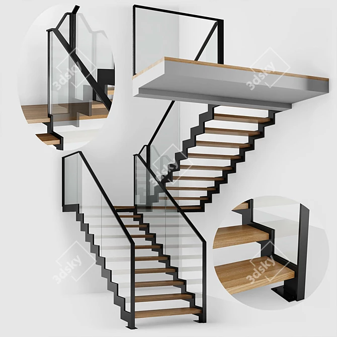 Modern Interior Stair 09: Stylish and Functional 3D model image 1